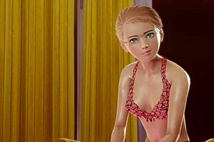 Teen in Stockings Solos in 3D