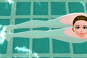 anime woman bathes in japanese public sento