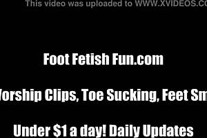 You want to fuck these four girls' feet? Lick and suck them while they dominate you.