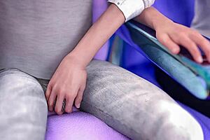 i play with my cute roommate's big tits