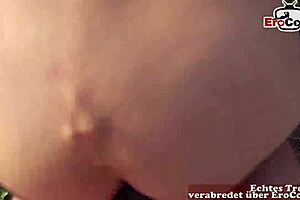 german slim teen has first outdoor pov meetup with small tits