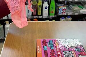 asian ladyboy boldly shows new thong in store