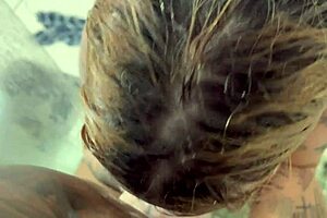 Skinny friend in shower moment