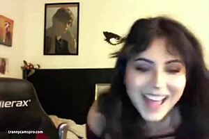 chubby tranny relaxes while enjoying solo webcam session