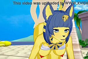 How does Ankha from Animal Crossing handle beach action?
