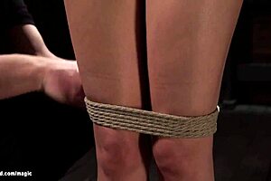 Brunette babe whipped in back arch bondage gagging