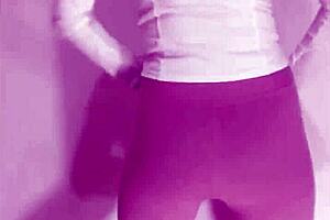 A young girl in black pantyhose has a solo pleasure time at night and enjoys herself immensely