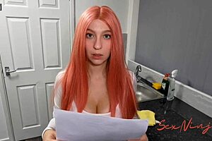 Reluctant maid contrasts her contract with monster cock doggystyle