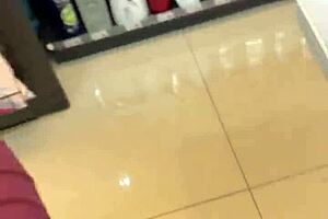 asian ladyboy boldly shows new thong in store