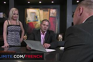 Threesome with busty secretary at office