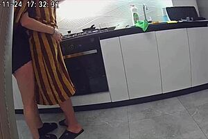 wife fucks husband's best friend in kitchen anal