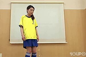 Hey, Japanese soccer girls in wild 3some action, unbelievable!