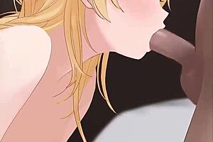 hent animation shows cute blonde giving steamy blowjob