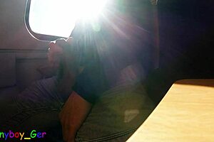spontaneous gay jerk off with big cumshot on train