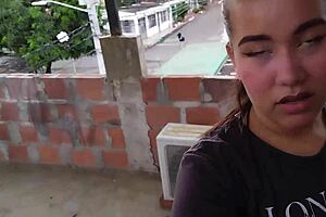 I catch stepsister smoking on roof, she sucks my cock and begs me to fuck her so I won't tell stepmom! 😏