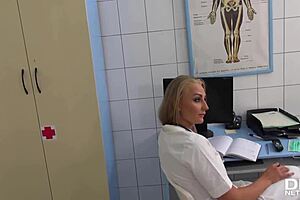 Kayla Green satisfies the doctor with a sultry blowjob in the hospital.