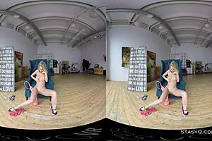 Lovely Blonde Amateur Strips Sensually In VR