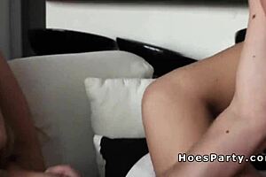 Two Brunettes And Blonde At Orgy Party Sex