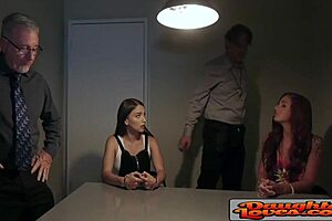 Natural tits bouncing while being interrogated and teased