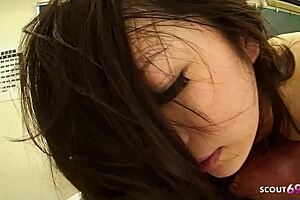 Boy caught jerking by Japanese mature teacher, gets first sex in hairy pussy