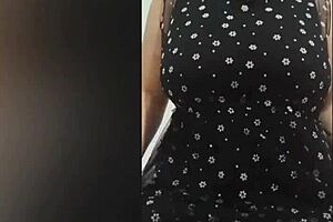 busty beauty in black outfit and curves