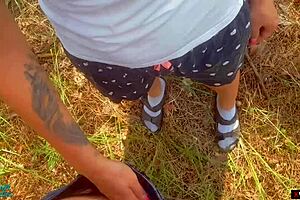 Hey, stepbrother, why are you cumming in my panties outdoors?