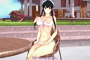 Whoa! Yor Forger in bikini gets wild at pool!