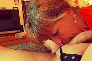 Granny Velma Dinkley gives closeup blowjob POV