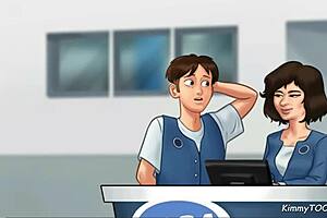 Kimmytoons Sucks Big Cock Behind Front Desk At Work In Summertime Saga