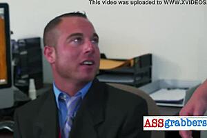 Gay Hunk in Costume Fucks Employee Hard at Office