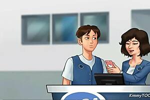 Sucking the manager's daughter at work in a cartoon