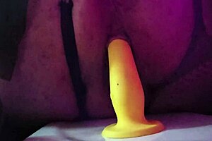 Mature brunette RIDES dildo on porcelain horse!