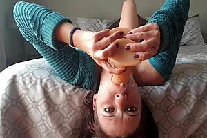 ugh, upside down dildo gagging my throat so deep...