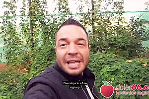 Watch Rubina, that ugly short-haired milf, get fucked outdoors by a stranger! Full scene on dates66.com!