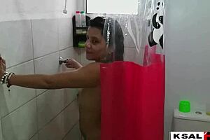 Husband Joins Cousins in Gangbang Pussy Eating in Bathroom