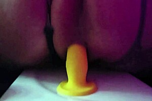 Mature brunette RIDES dildo on porcelain horse!