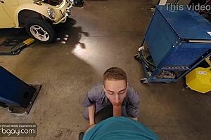 Gay Twink Mechanic Blows Boss Before Anal Fuck