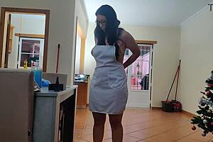 Maid with glasses gets intense anal pleasure and creampie