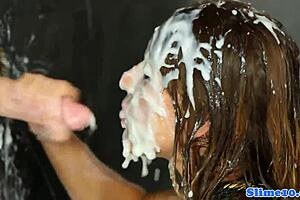 gloryhole eurobabe gets bukkake jizz sprayed 😍