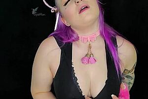 tiny teen takes huge toy