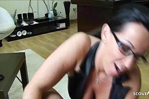 Old teacher with glasses has hardcore sex with student
