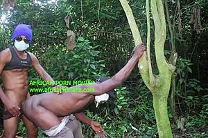 Hardcore group action with tourists in a forest orgy