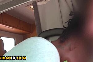 pov horny black girlfriend gets hard nipples and gives road head