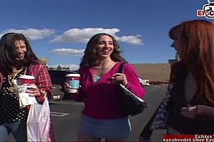 I pick up three babes for interracial orgy