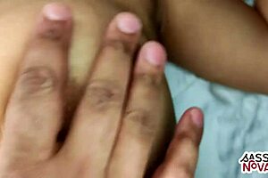 Playing with her perfect boobs pressed so hard