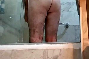 Gay voyeur catches mature men banging hard in public sauna