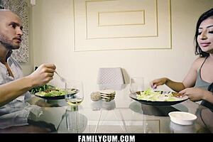 the teen says, 'i'm sucking my stepdad's big cock under the table right now'