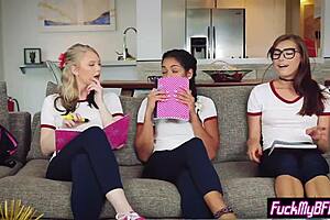 Petite Teens Fuck Friend's Big Dick In Foursome!