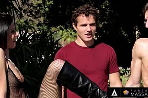 Naughty MILF India Summer Receives Oiled Massage Leading To Cowgirl Riding Two Men