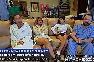 Two nurses trigger Aria Nicole's orgasms in research with Doctor Tampa filming.